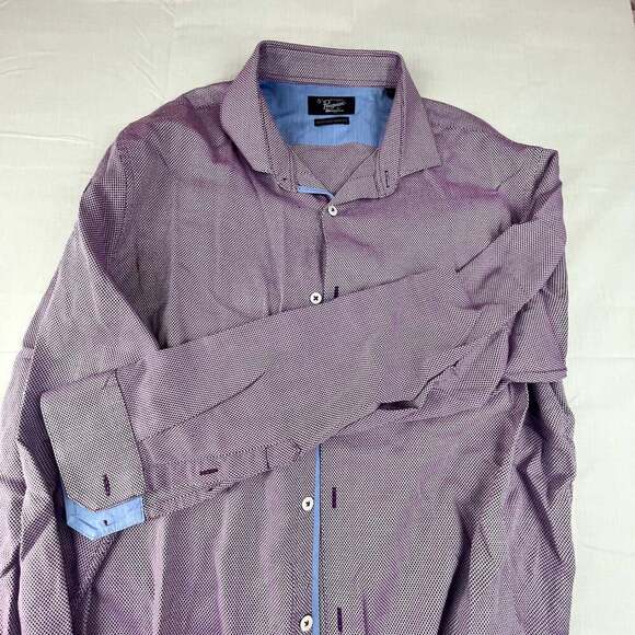 Original Penguin Men’s 16 34/35 Slim Fit Long Sleeve Purple Diamond Button Down - Picture 1 of 11